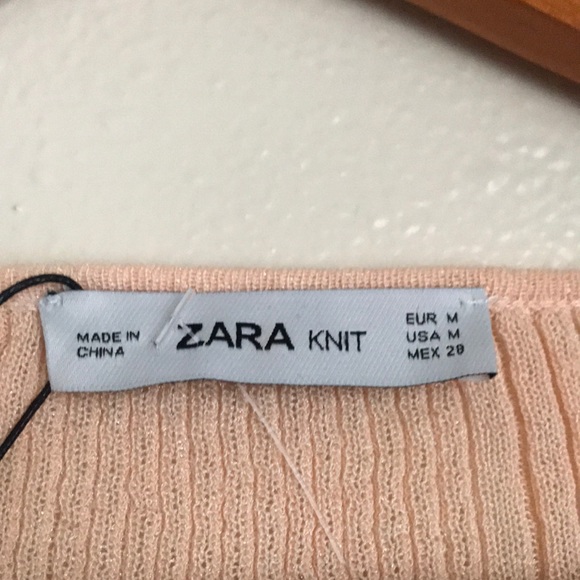 NWT Zara Ribbed Top with Puff Sleeves - Picture 6 of 8